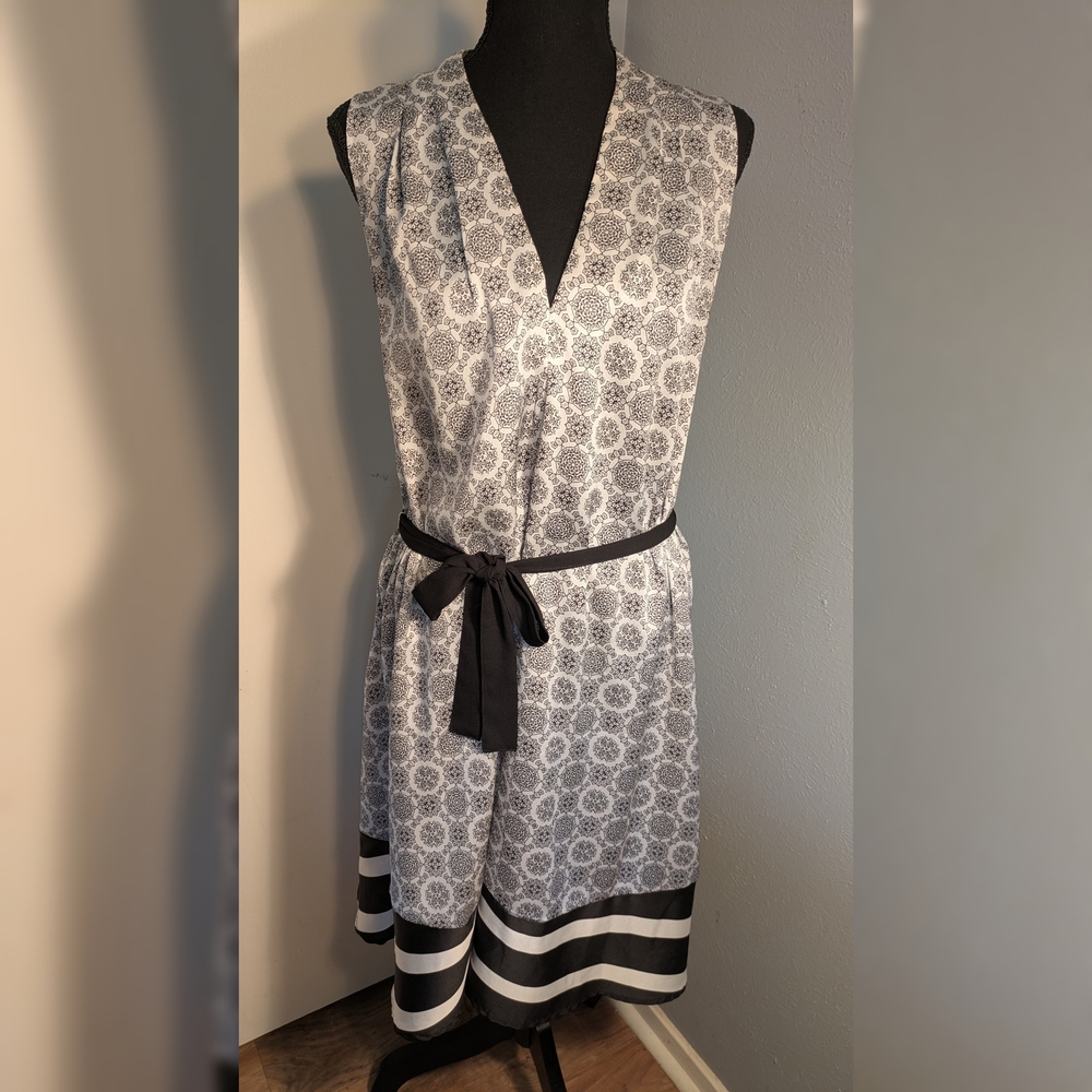 Peter Som Monochrome Floral Midi Dress